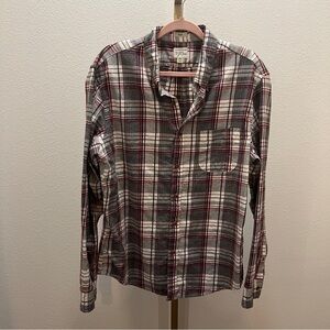 J.Crew flannel button-down slim fit long sleeve shirt Grey & Red Plaid XL